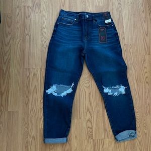 Dark wash distressed jeans